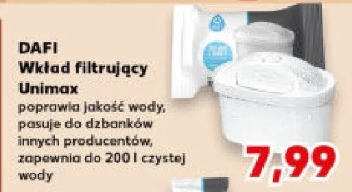 Wkład filtrujący Unimax poprawia jakość wody, pasuje do dzbanków innych producentów, zapewnia do 200 l czystej wody promocja w Kaufland