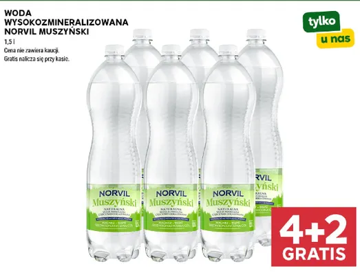 Woda niegazowana wysokozmineralizowana Norvil Muszyński promocja w Stokrotka