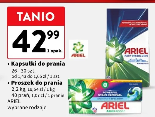 Kapsułki do prania Ariel promocja w Intermarche