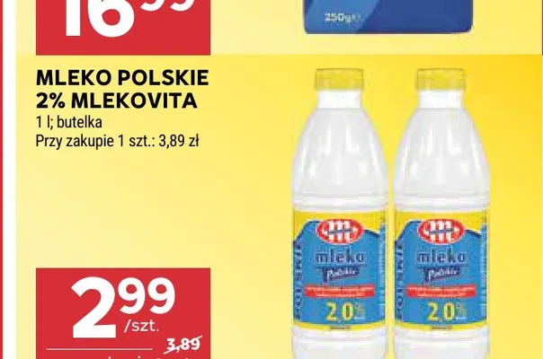 Mleko polskie Mlekovita 2% promocja w Stokrotka