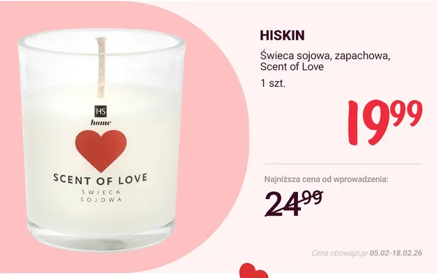Świeca sojowa, zapachowa, Scent of Love promocja w Rossmann