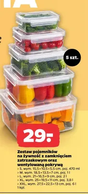 Zestaw pojemników na żywność z zamknięciem zatrzaskowym oraz wentylowaną pokrywą 5 szt. Netto promocja w Netto