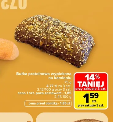 Bułka proteinowa wypiekana na kamieniu promocja w Carrefour