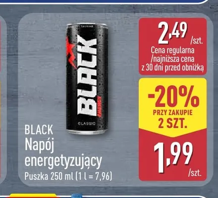 Napój energetyzujący Black promocja w Aldi