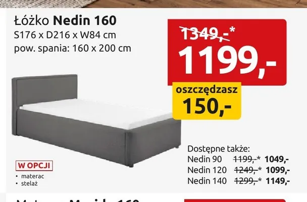 Łóżko Nedin 160 promocja w Black Red White