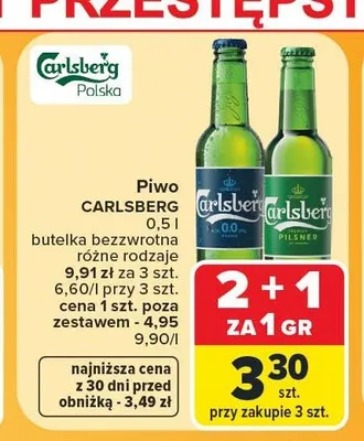 Piwo bezalkoholowe Carlsberg promocja w Carrefour Market