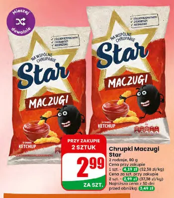 Chrupki Maczugi o smaku ketchupu Star promocja w Dino