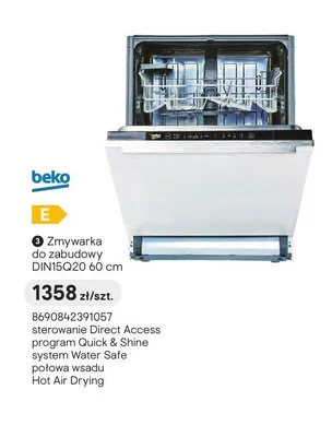 Zmywarka do zabudowy Beko DIN15Q20 60cm promocja w Castorama