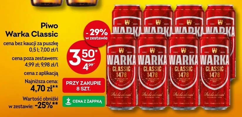 Piwo Warka Classic promocja w Żabka