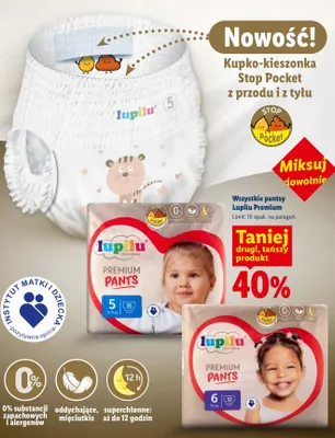 Pieluchomajtki Lupilu Premium Pants 5 promocja w Lidl