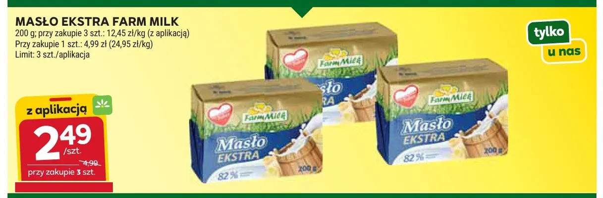 Masło ekstra Farm Milk promocja w Stokrotka