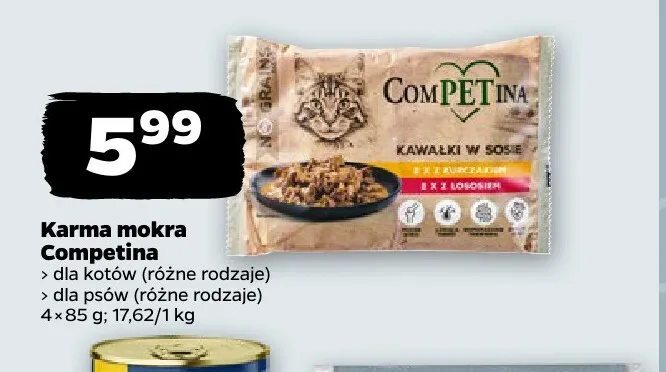 Karma mokra dla psów Competina 4-pak promocja w Netto