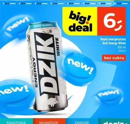 Napój energetyczny Dzik Energy White bez cukru promocja w Dealz