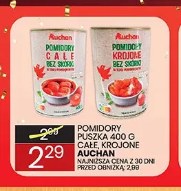 Pomidory puszka krojone Auchan promocja w Wafelek