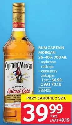 Rum Captain Morgan 35-40% 700 ML promocja w Selgros