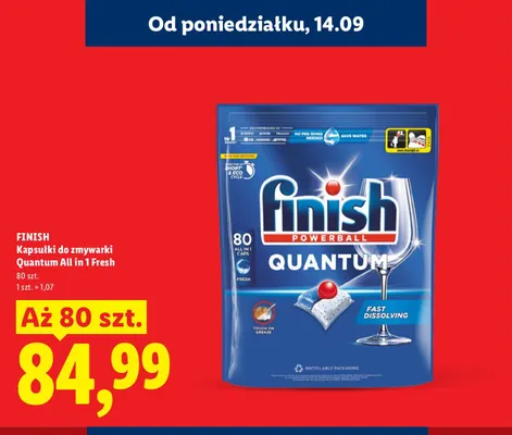 Kapsułki do zmywarki Quantum All in 1 Fresh Finish promocja w Lidl