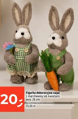 Figurka dekoracyjna zając z marchewką lub kwiatami promocja w Dealz