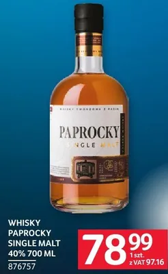 Whisky Paprocky Single Malt 40% 700 ml promocja w Selgros