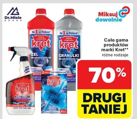 Produkty marki Kret różne rodzaje promocja w Carrefour Market