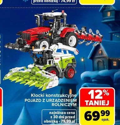 Klocki konstrukcyjne pojazd z urządzeniem rolniczym promocja w Carrefour