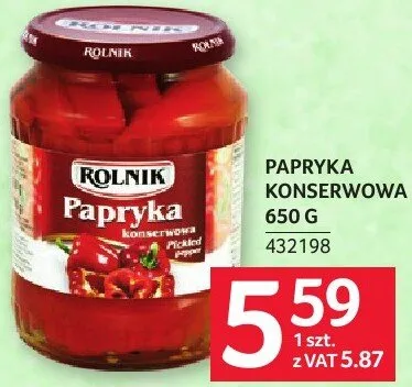 Papryka konserwowa Rolnik 650 g promocja w Selgros
