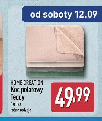 Koc polarowy Teddy Home Creation promocja w Aldi