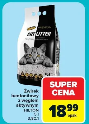 Żwirek bentonitowy z węglem aktywnym Hilton promocja w Carrefour