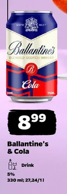 Drink Ballantine's & Cola promocja w Netto