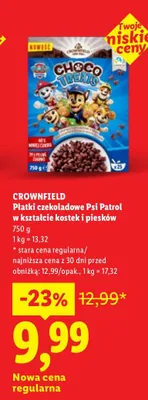 Płatki czekoladowe Psi Patrol w kształcie kostek i płasków promocja w Lidl