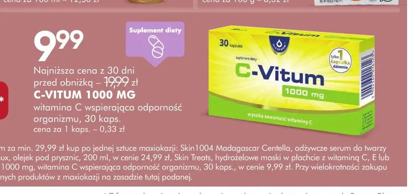Witamina C wspierająca odporność organizmu C-Vitum 1000 mg promocja w Super-Pharm