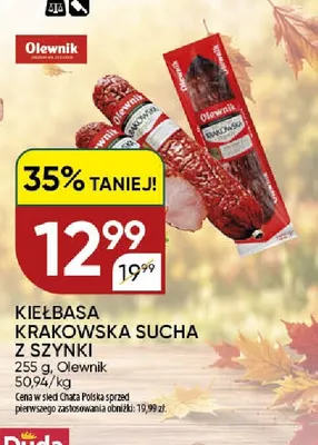 Kiełbasa krakowska sucha z szynki Olewnik promocja w Chata Polska