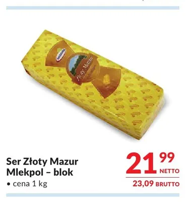 Ser Złoty Mazur Mlekpol blok promocja w Makro