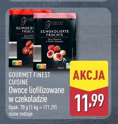 Owoce liofilizowane w czekoladzie Gourmet Finest Cuisine promocja w Aldi