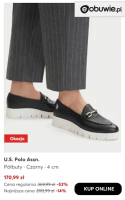 Półbuty czarne 4 cm U.S. Polo Assn. promocja w eobuwie.pl