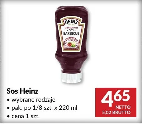 Sos Heinz wybrane rodzaje promocja w Makro