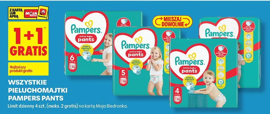 Pieluchomajtki Pampers Pants rozmiar 4 promocja w Biedronka