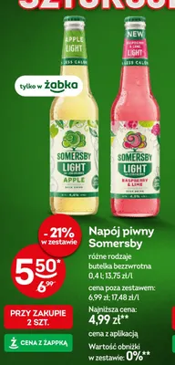 Napój piwny Somersby Light Raspberry & Lime promocja w Żabka