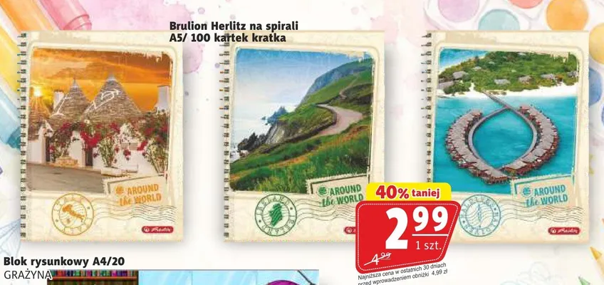 Brulion Herlitz na spirali A5 100 kartek kratka promocja w Prim Market