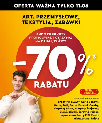 Artykuły przemysłowe, tekstylia i zabawki DRUGI -70% promocja w Biedronka