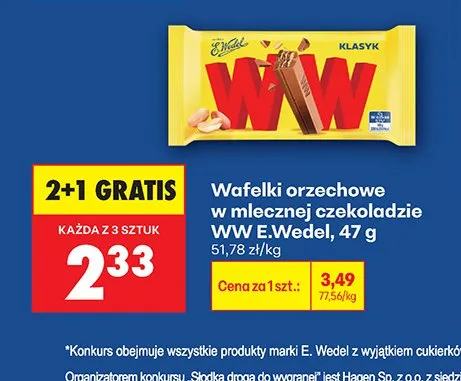 Wafelki orzechowe w mlecznej czekoladzie WW promocja w Biedronka