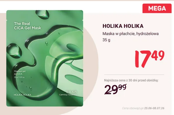 Maska w płachcie hydrożelowa Holika Holika promocja w Rossmann