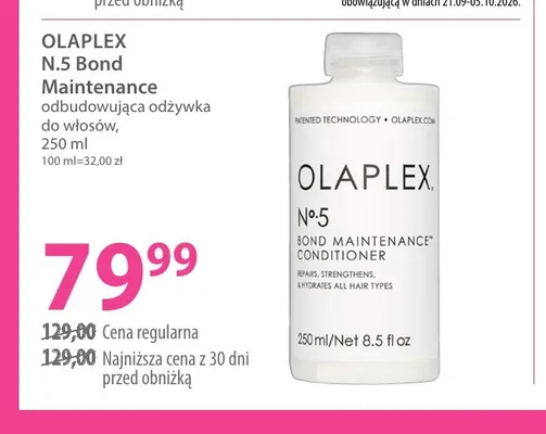 N.5 Bond Maintenance odbudowująca odżywka do włosów Olaplex promocja w Hebe