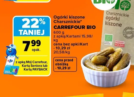 Ogórki kiszone Charsznickie Carrefour Bio promocja w Carrefour