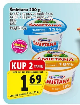 Śmietana 18% Piątnica promocja w Prim Market