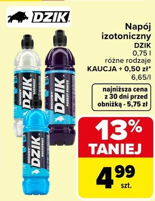 Napój izotoniczny Dzik różne rodzaje promocja w Carrefour