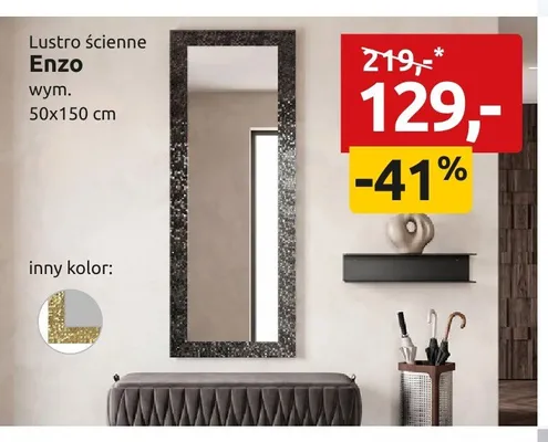 Lustro ścienne Enzo wym. 50x150cm promocja w Black Red White