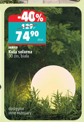 Kula solarna 30cm biała SANICO promocja w Biedronka Home