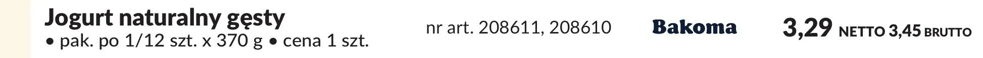 Jogurt naturalny gęsty Bakoma promocja w Makro