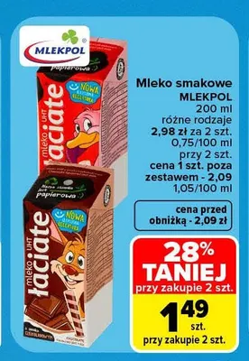 Mleko smakowe Łaciate Mlekpol promocja w Carrefour Market
