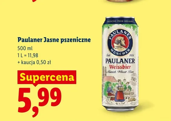Piwo Paulaner pszeniczne promocja w Lidl